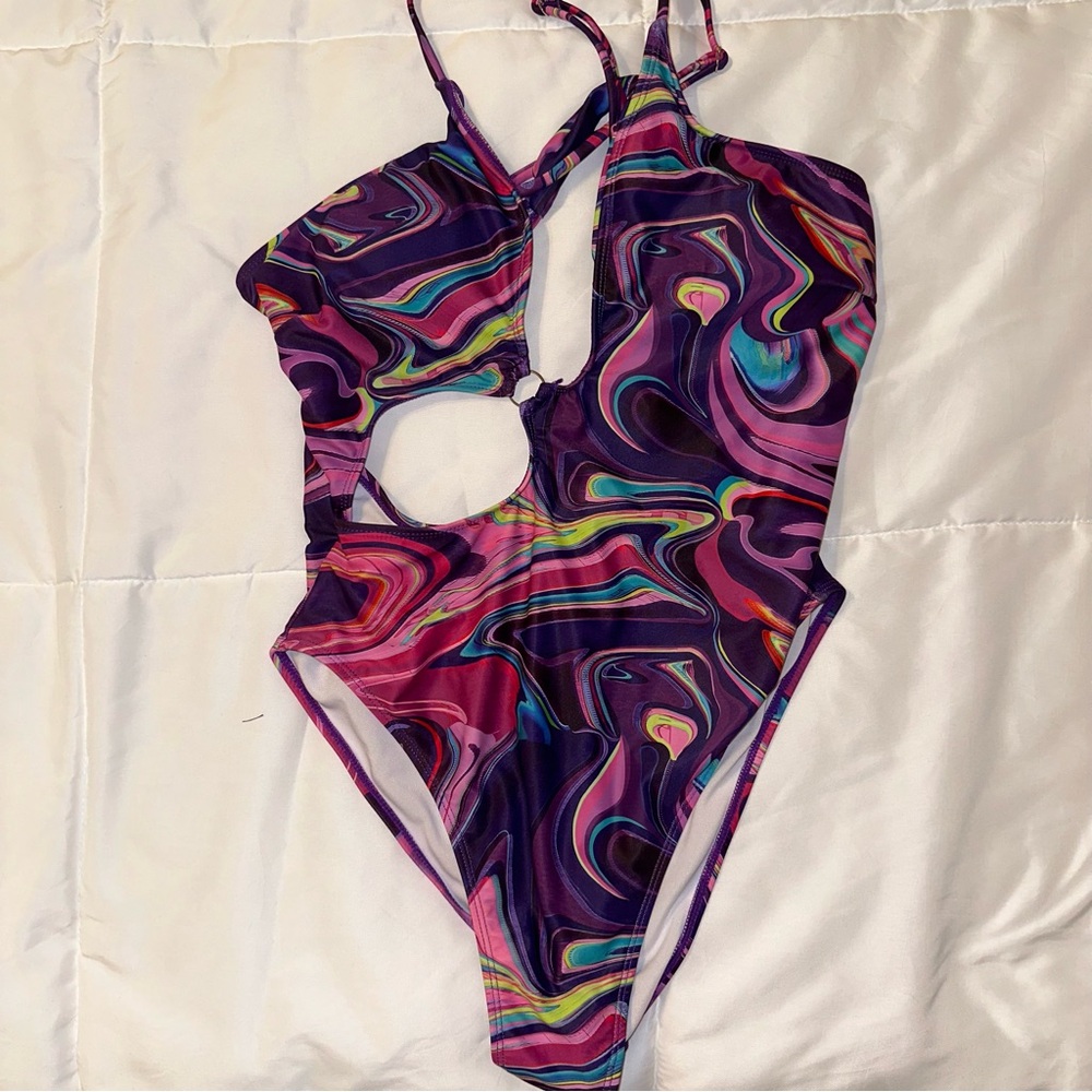 SHEIN colorful cutout one-piece